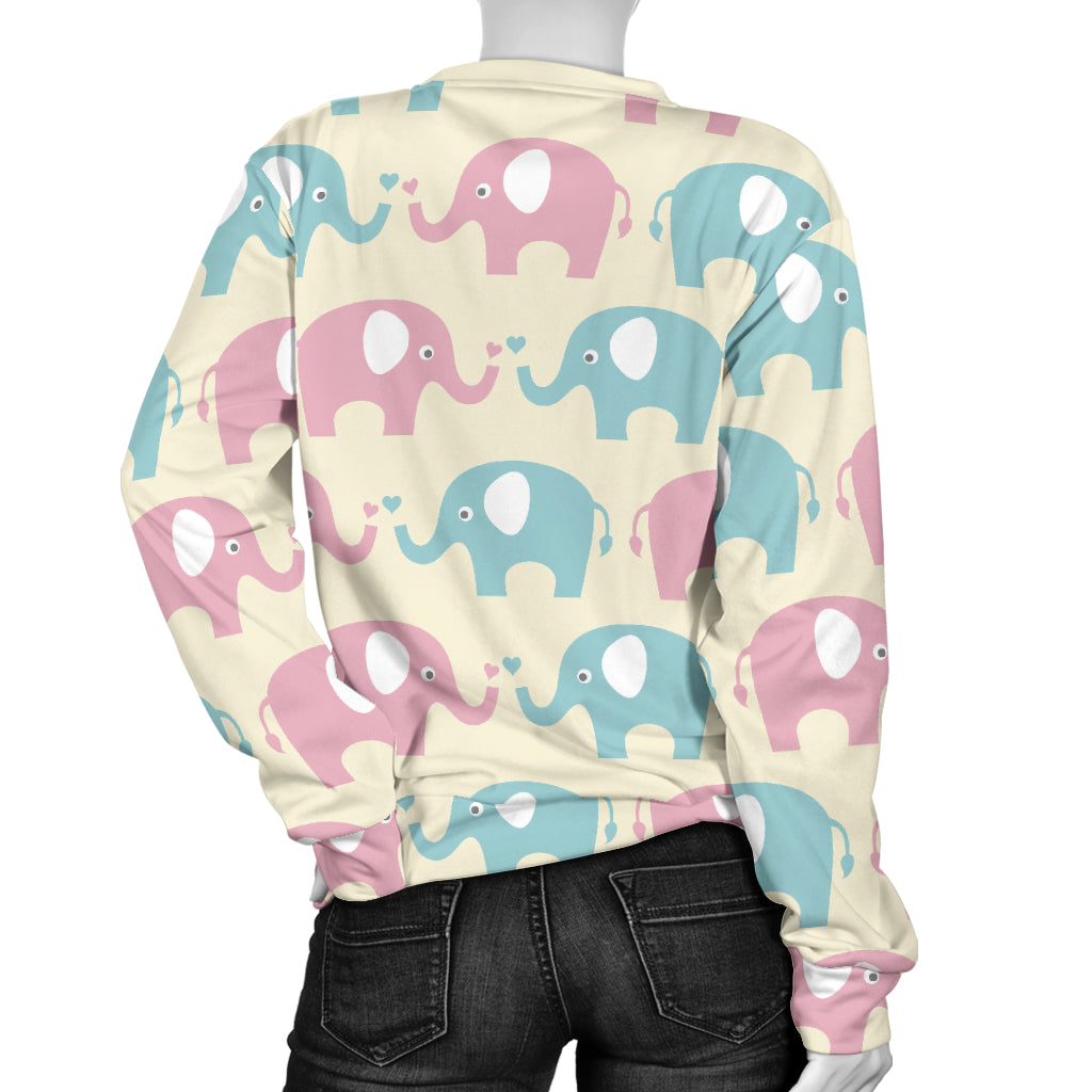 Elephant Baby Pastel Print Pattern Women Long Sleeve Sweatshirt