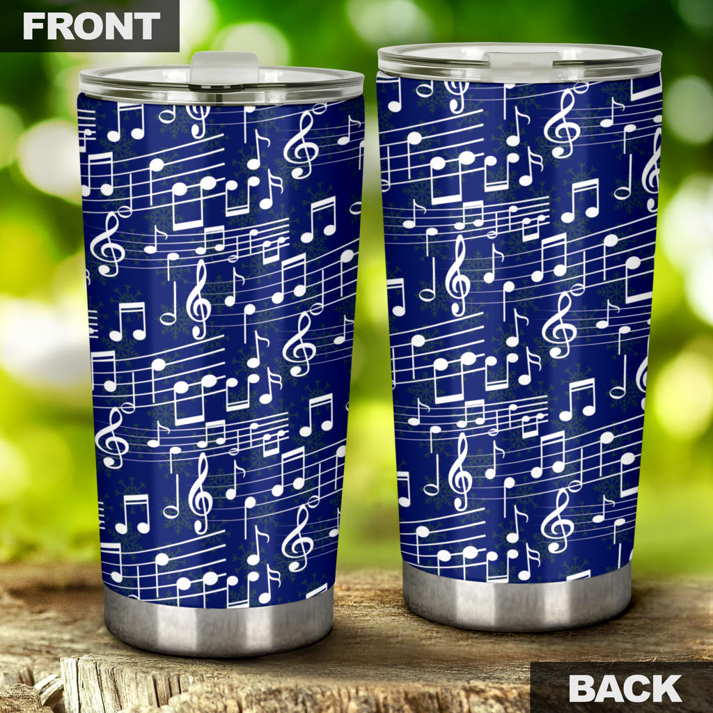 Music Note Blue Themed Print Tumbler