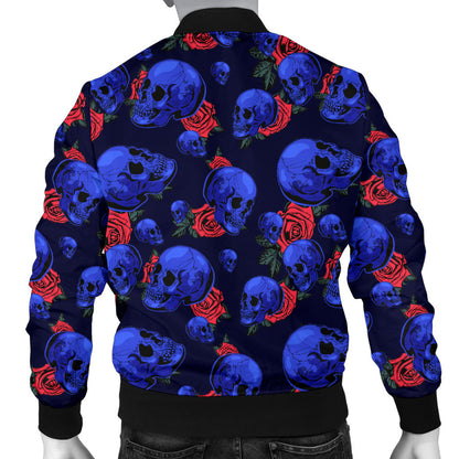 Skull Roses Neon Design Themed Print Men Bomber Jacket