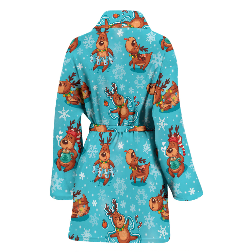 Reindeer Print Design LKS402 Women Bathrobe