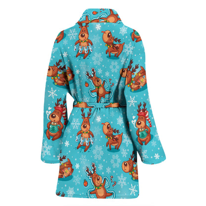 Reindeer Print Design LKS402 Women Bathrobe