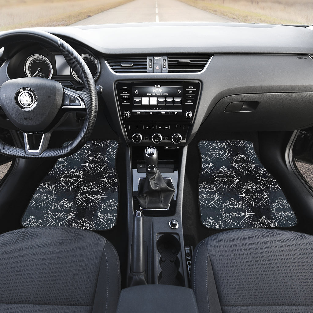 Christian Heart Tattoo Style Car Floor Mats Front Back