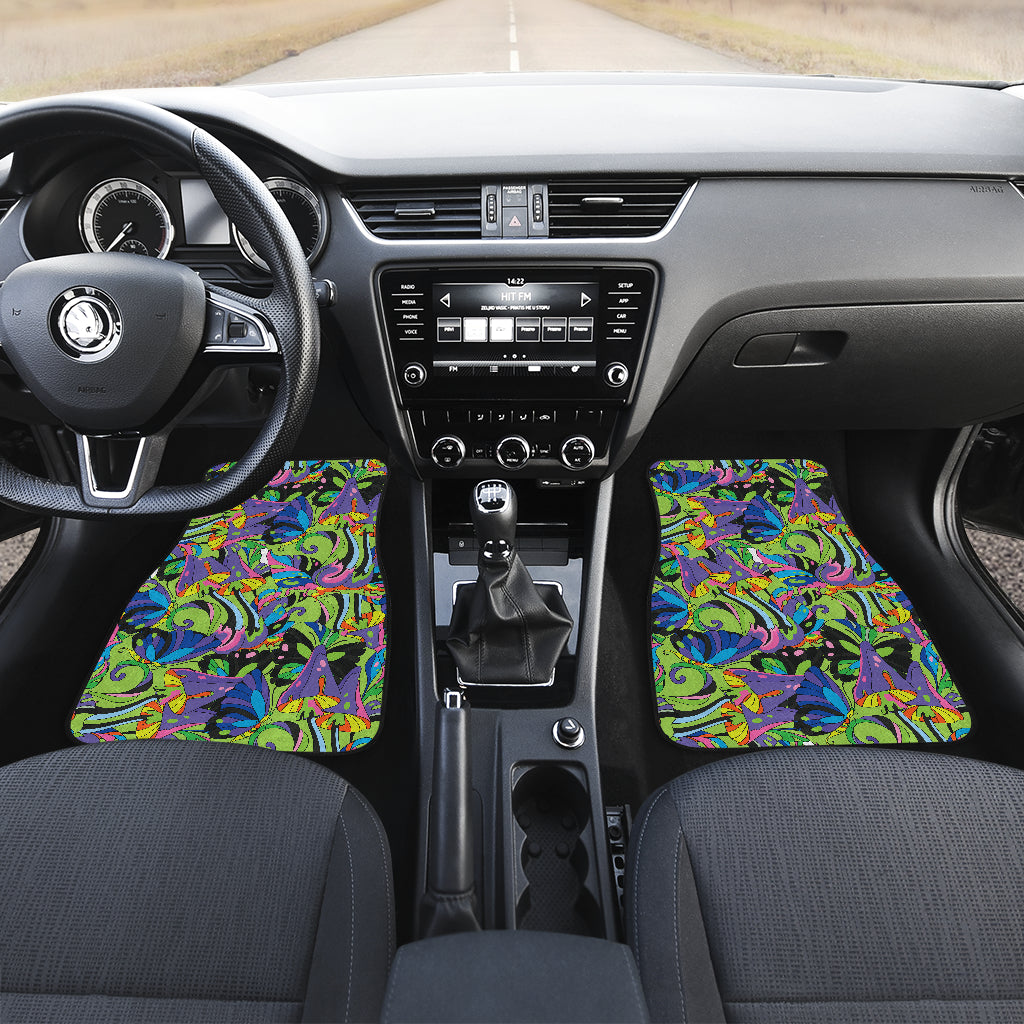 Psychedelic Trippy Mushroom Themed Car Floor Mats Front Back