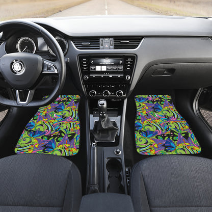 Psychedelic Trippy Mushroom Themed Car Floor Mats Front Back