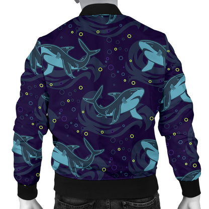 Shark Themed Print Men Bomber Jacket