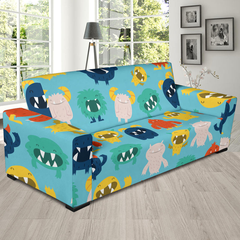 Monster Cartoon Pattern Print Design 03 Sofa Slipcover