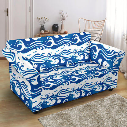 Wave Print Design LKS303 Loveseat Couch Slipcover