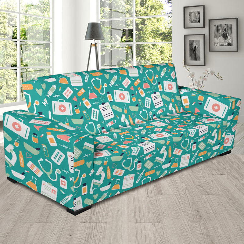 Medical Pattern Print Design 03 Sofa Slipcover