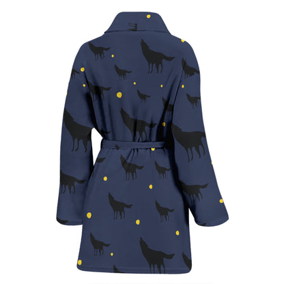 Wolf Print Design LKS301 Women Bathrobe