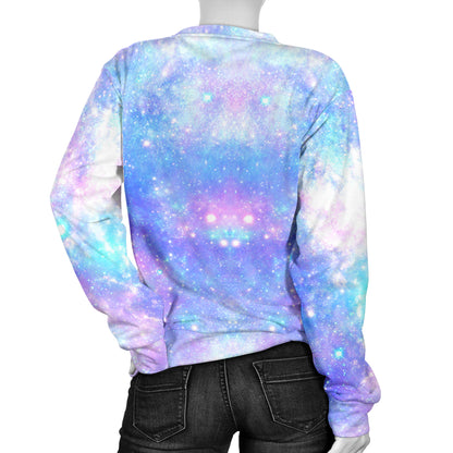 Galaxy Stardust Pastel Color Print Women Long Sleeve Sweatshirt