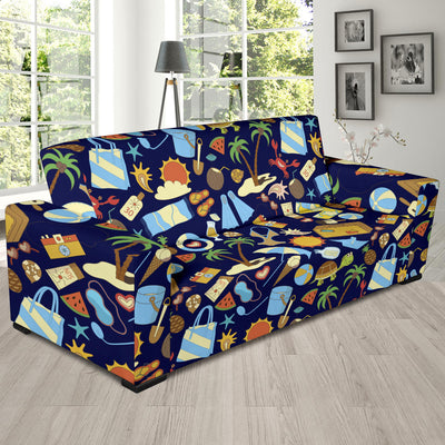 Beach Themed Pattern Print Design 04 Sofa Slipcover