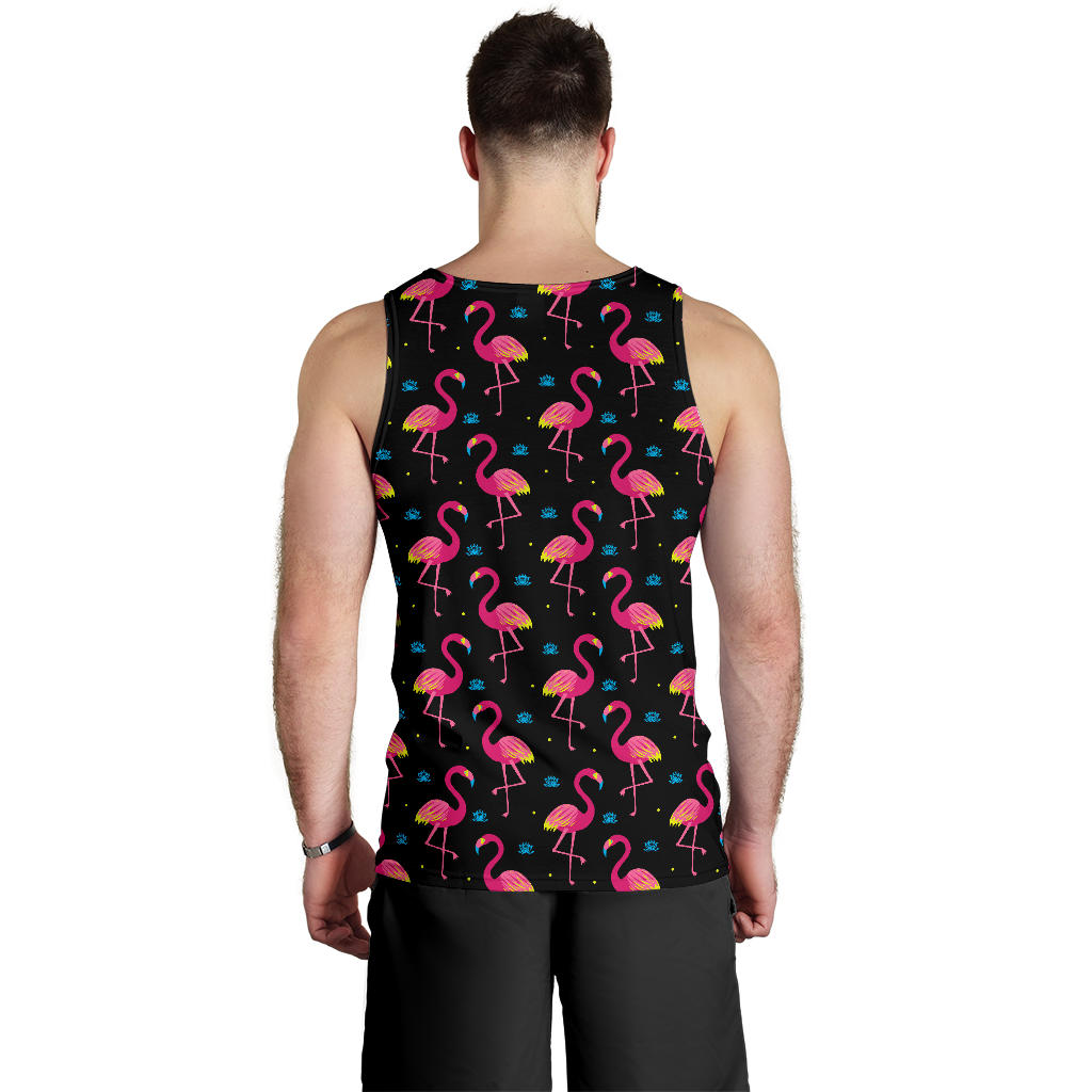 Flamingo Pink Neon Print Pattern Men Tank Top