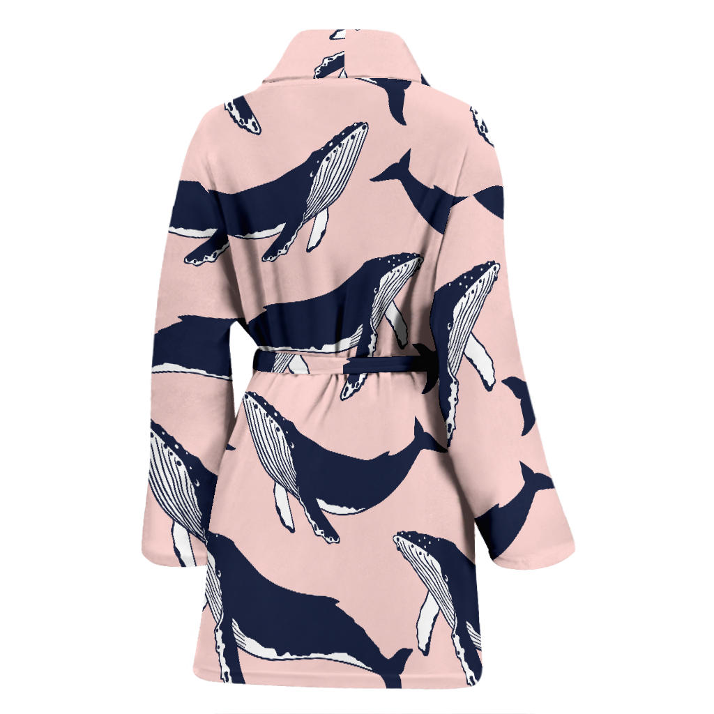 Humpback Whale Pattern Print Design 02 Women Bathrobe