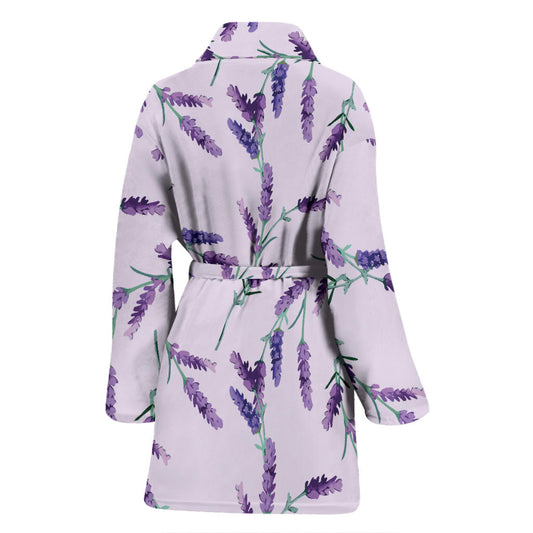 Lavender Pattern Print Design 02 Women Bathrobe