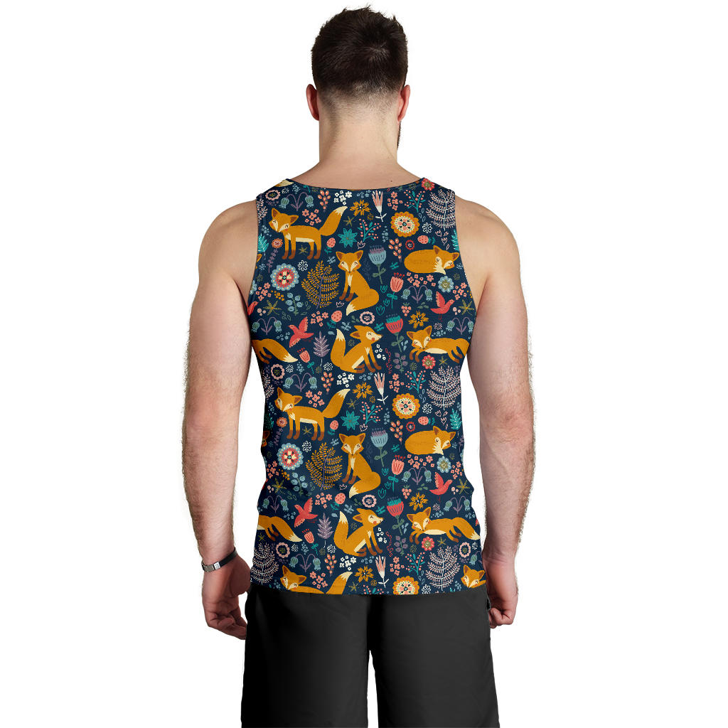 Fox Cute Jungle Print Pattern Men Tank Top
