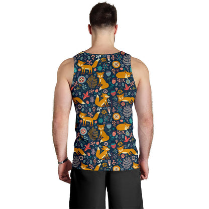 Fox Cute Jungle Print Pattern Men Tank Top