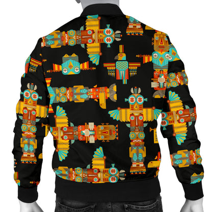 Totem Pole Cartoon Print Men Bomber Jacket
