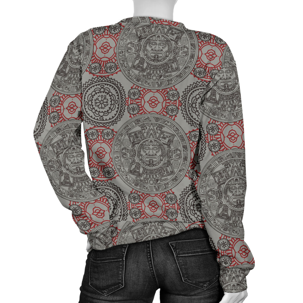 Calendar Aztec Style Print Pattern Women Long Sleeve Sweatshirt