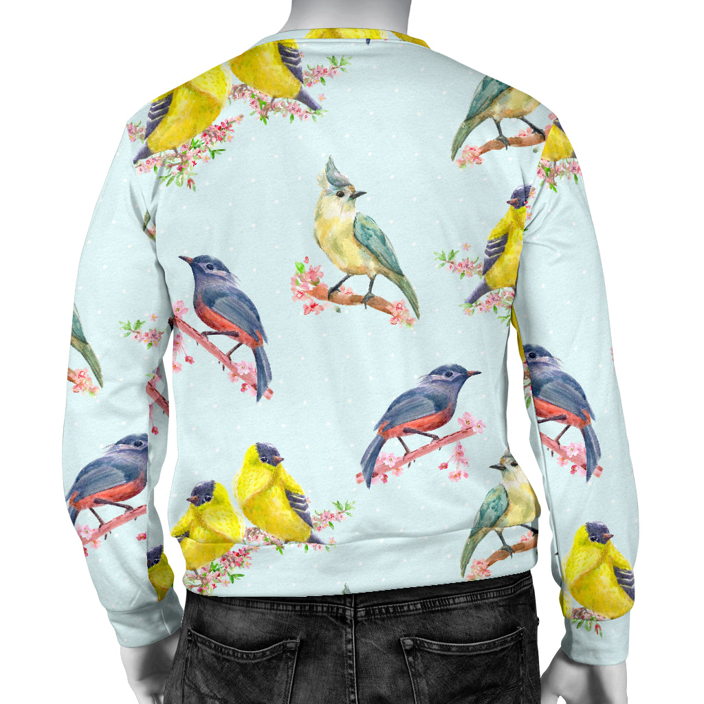 Bird Sweet Themed Print Pattern Men Long Sleeve Sweatshirt