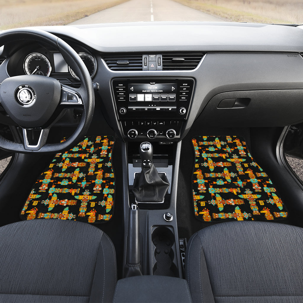 Totem Pole Cartoon Print Car Floor Mats Front Back