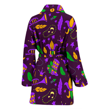 Mardi Gras Pattern Print Design 08 Women Bathrobe