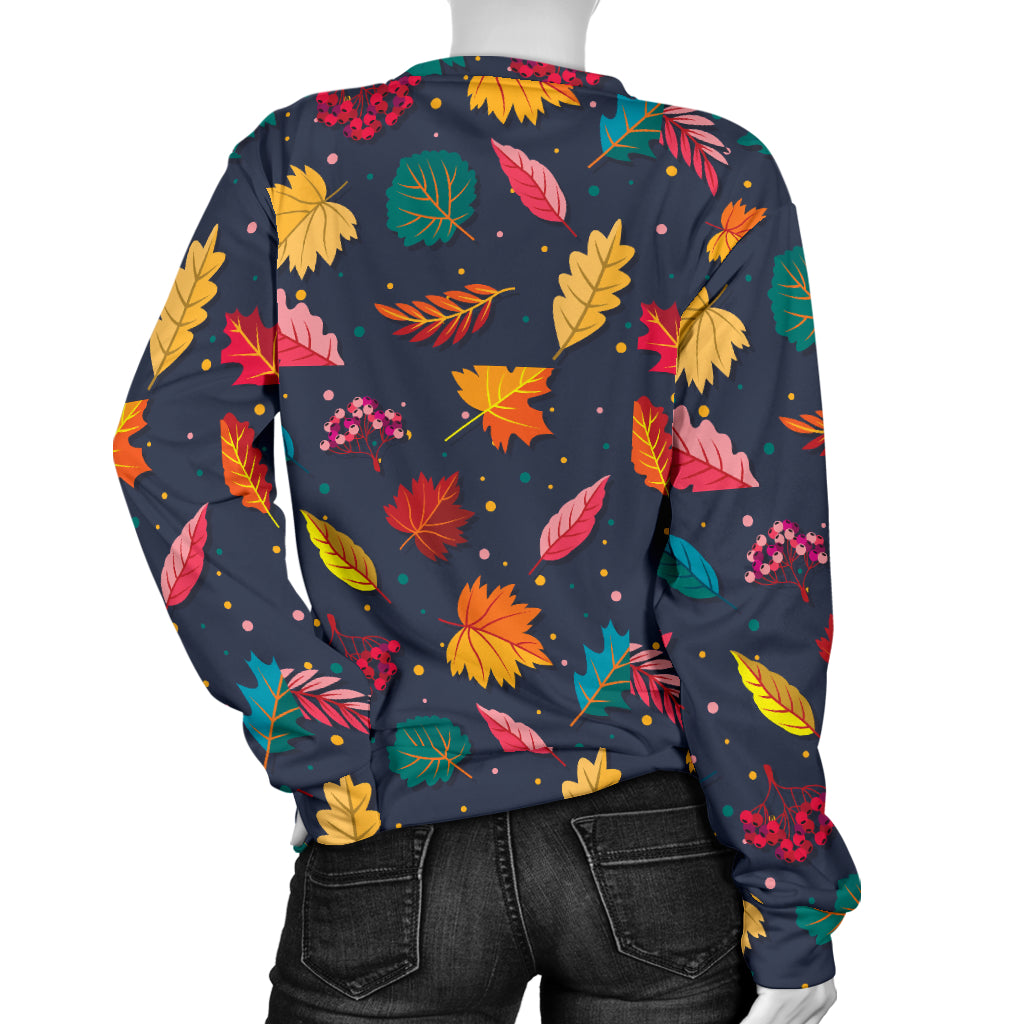 Elm Leave Colorful Print Pattern Women Long Sleeve Sweatshirt