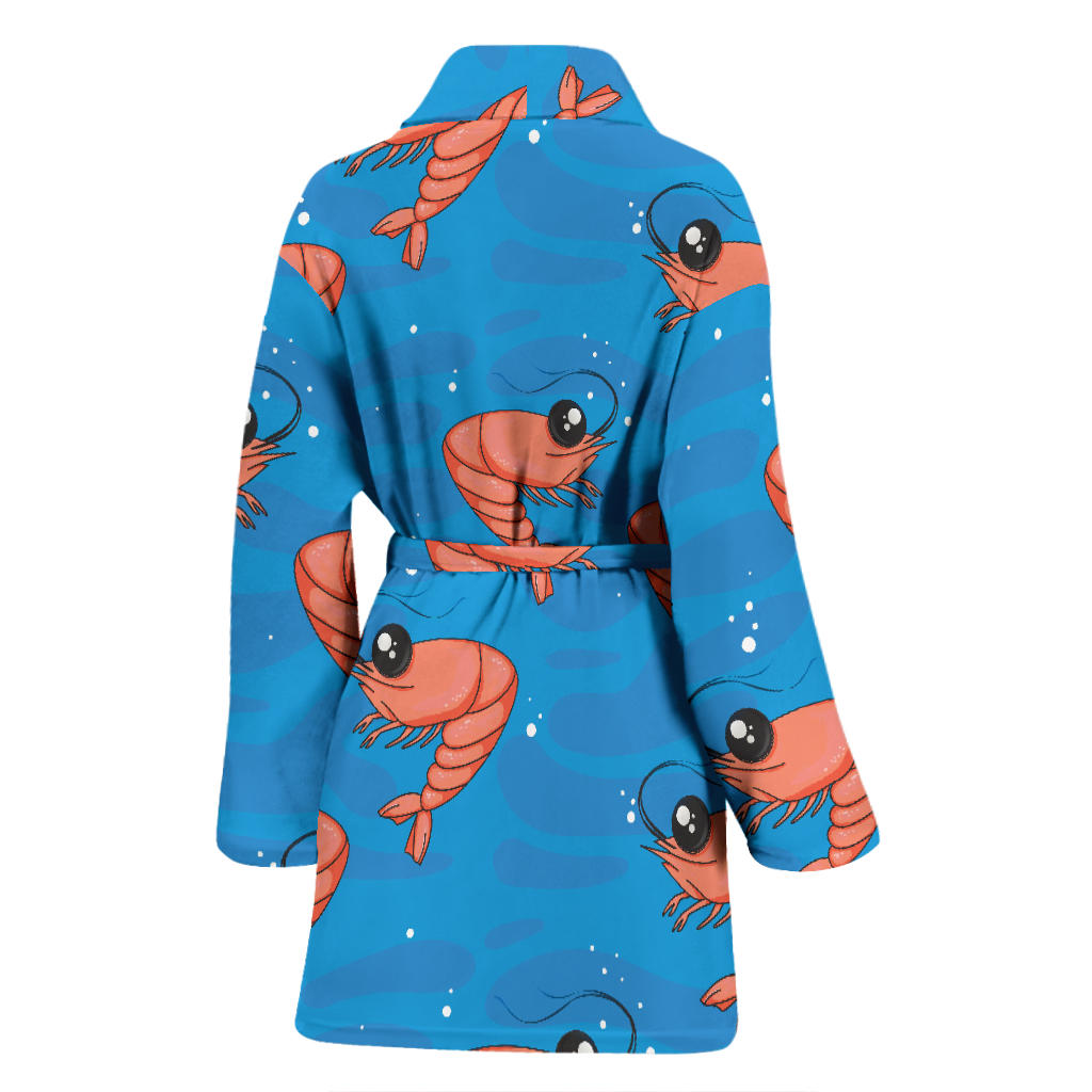 Prawn Cute Pattern Print Design 03 Women Bathrobe