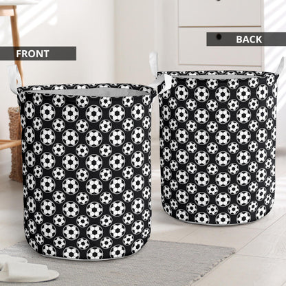 Soccer Ball Black Print Pattern Laundry Basket