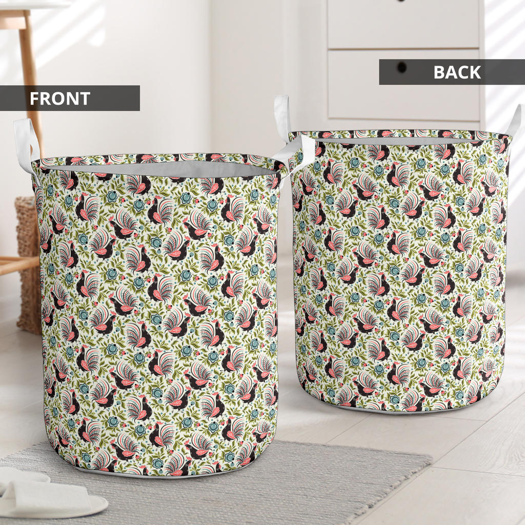 Rooster Print Design Laundry Basket