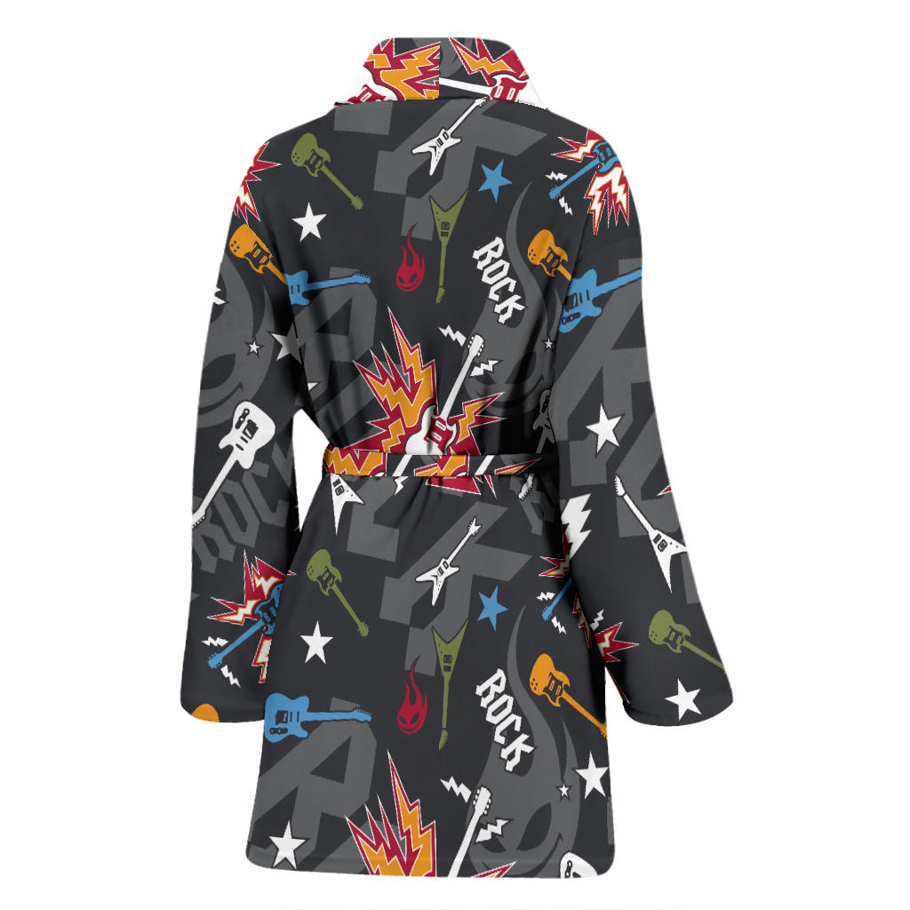 Rock and Roll Pattern Print Design A01 Women Bathrobe