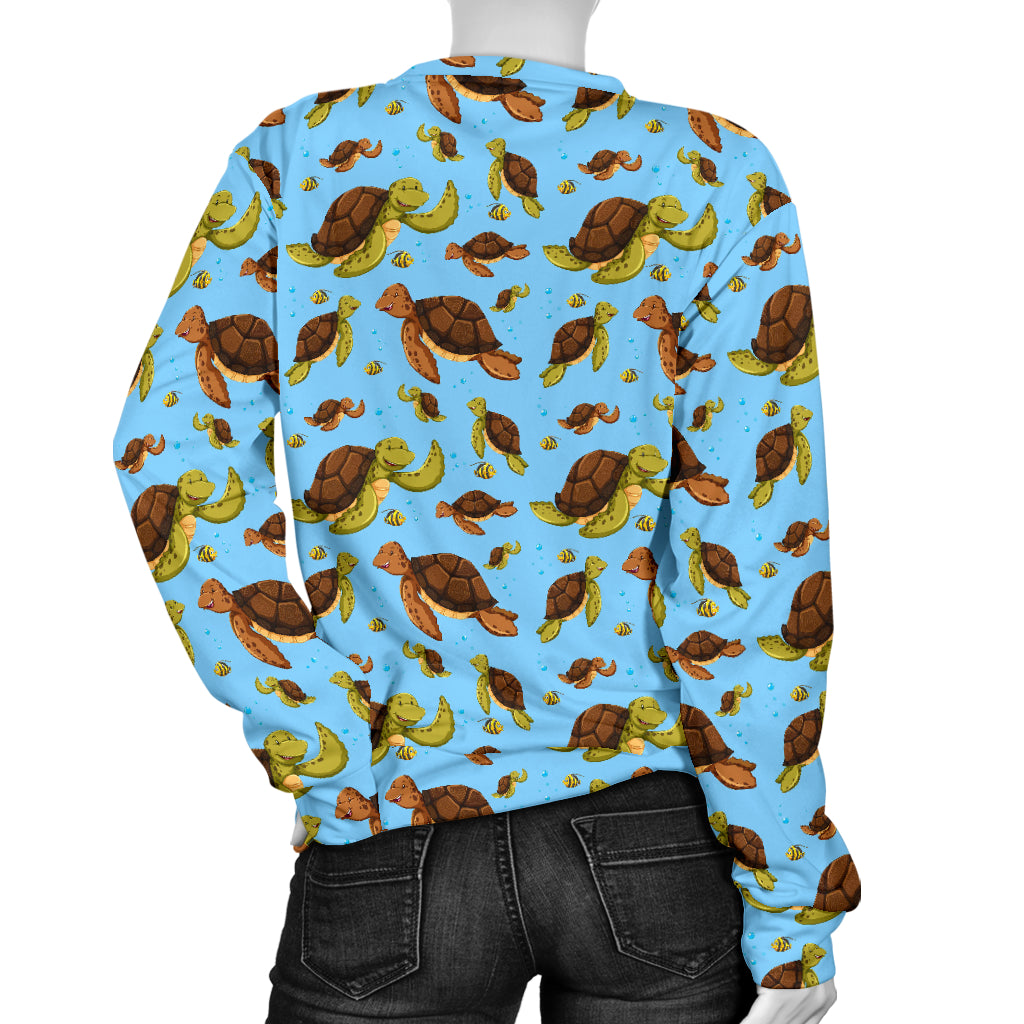 Hello Sea Turtle Print Pattern Women Long Sleeve Sweatshirt