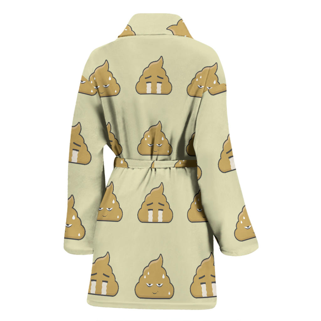 Poop Emoji Pattern Print Design A04 Women Bathrobe