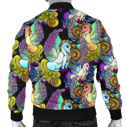 Unicorn With Wings Print Pattern Men Bomber Jacket