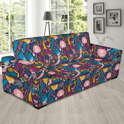 Mermaid Pattern Print Design 08 Sofa Slipcover