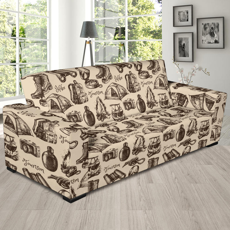 Camping Pattern Print Design 01 Sofa Slipcover