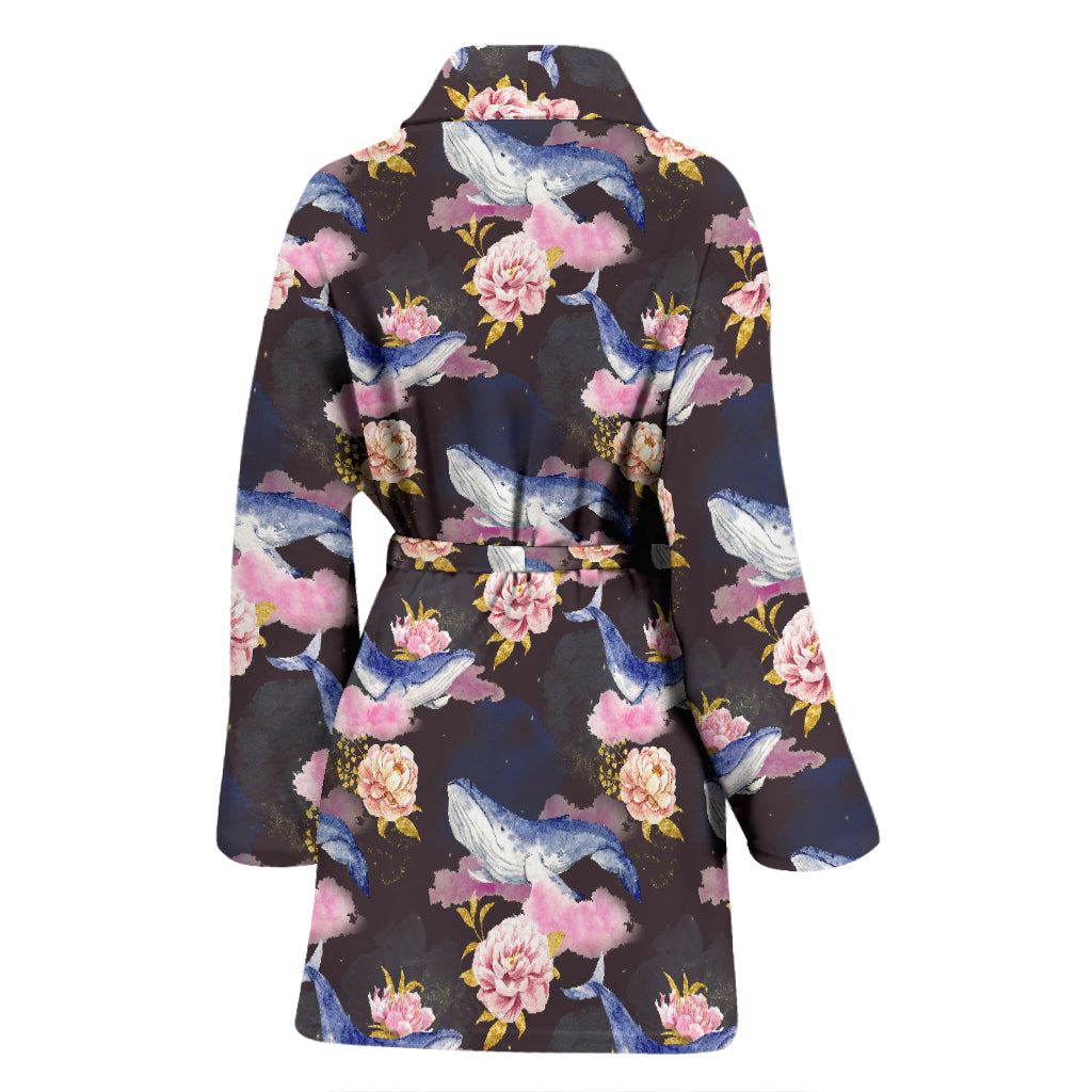 Blue Whale Print Design LKS401 Women Bathrobe