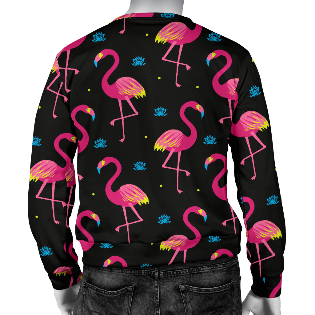 Flamingo Pink Neon Print Pattern Men Long Sleeve Sweatshirt