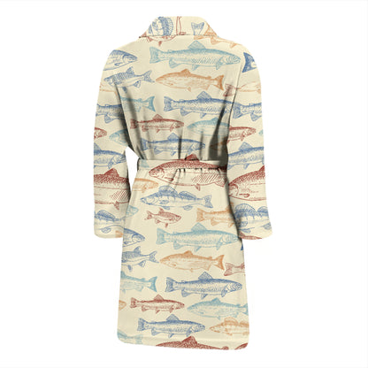 Salmon Fish Print Design LKS302 Men Bathrobe
