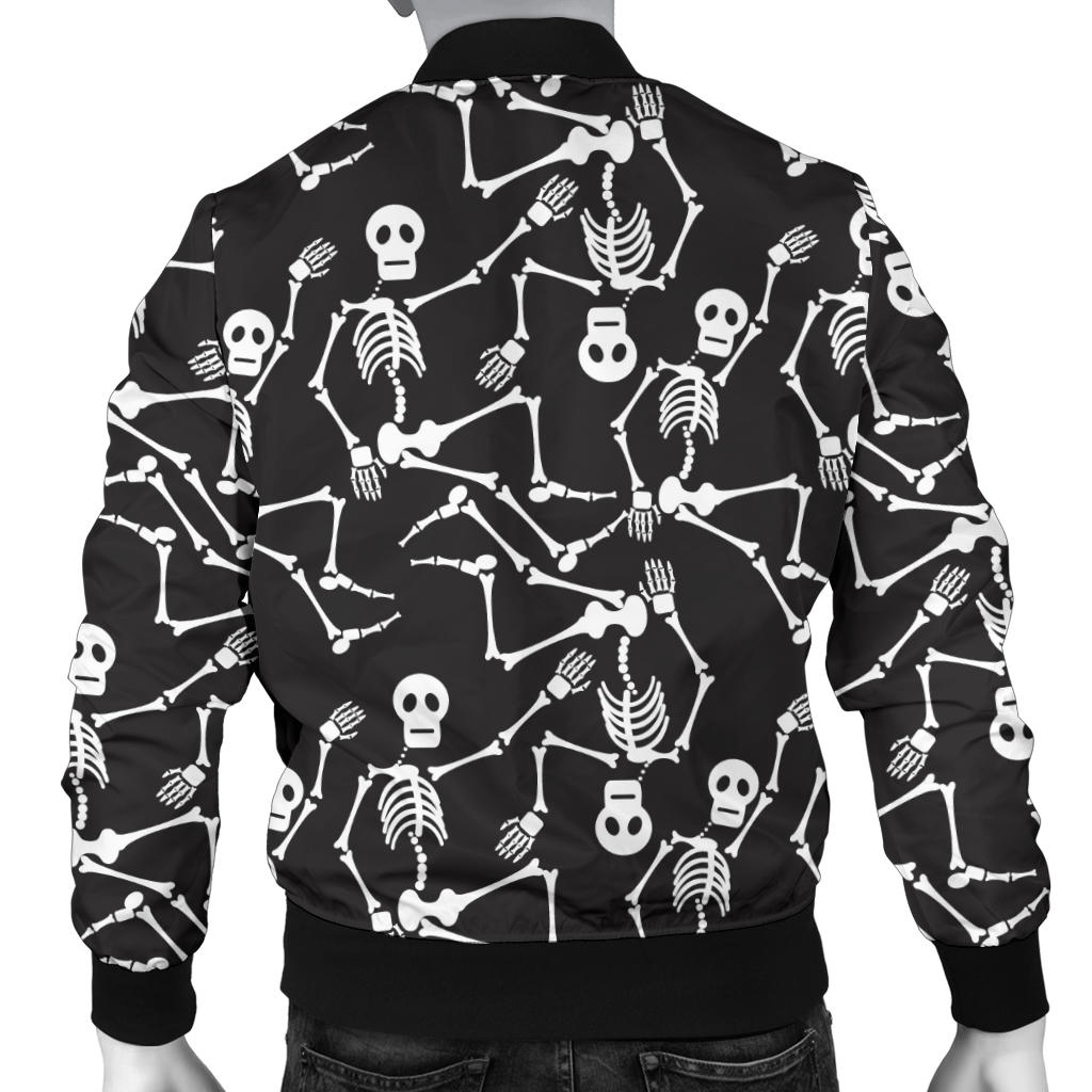 Skeleton Themed Print Men Bomber Jacket