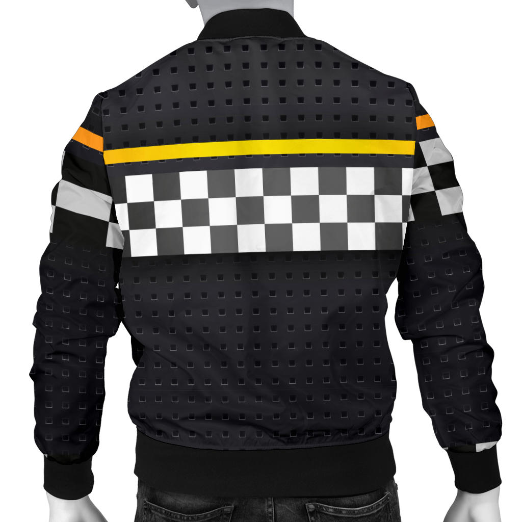 Checkered Flag Yellow Line Style Men Bomber Jacket