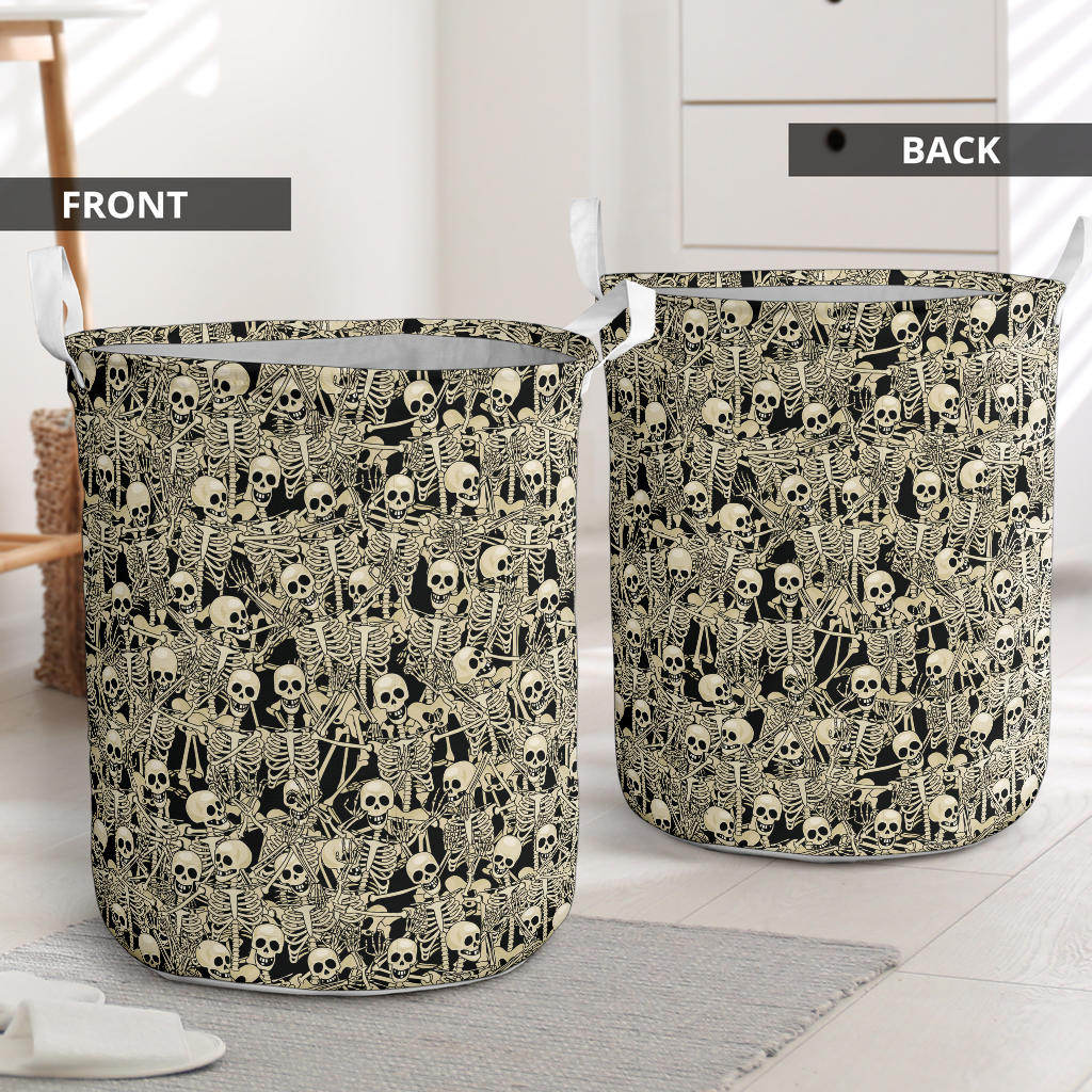 Skeleton Design Print Laundry Basket