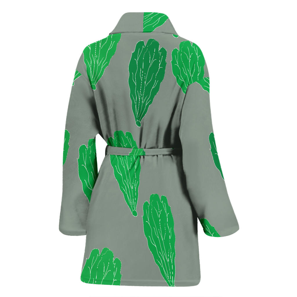 Lettuce Pattern Print Design 02 Women Bathrobe