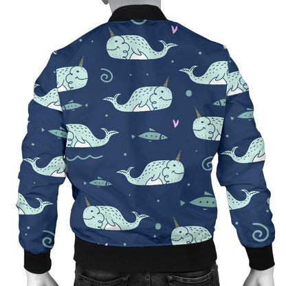 Narwhal Design Print Men Bomber Jacket