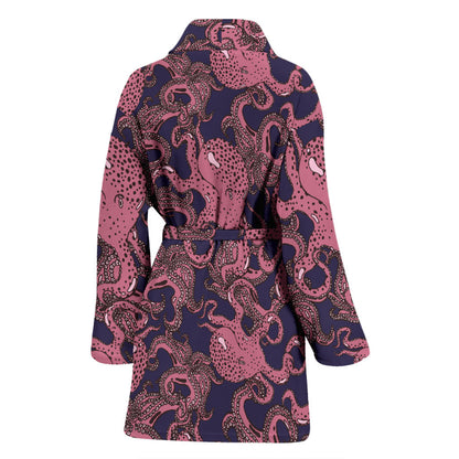 Octopus Pattern Print Design A03 Women Bathrobe