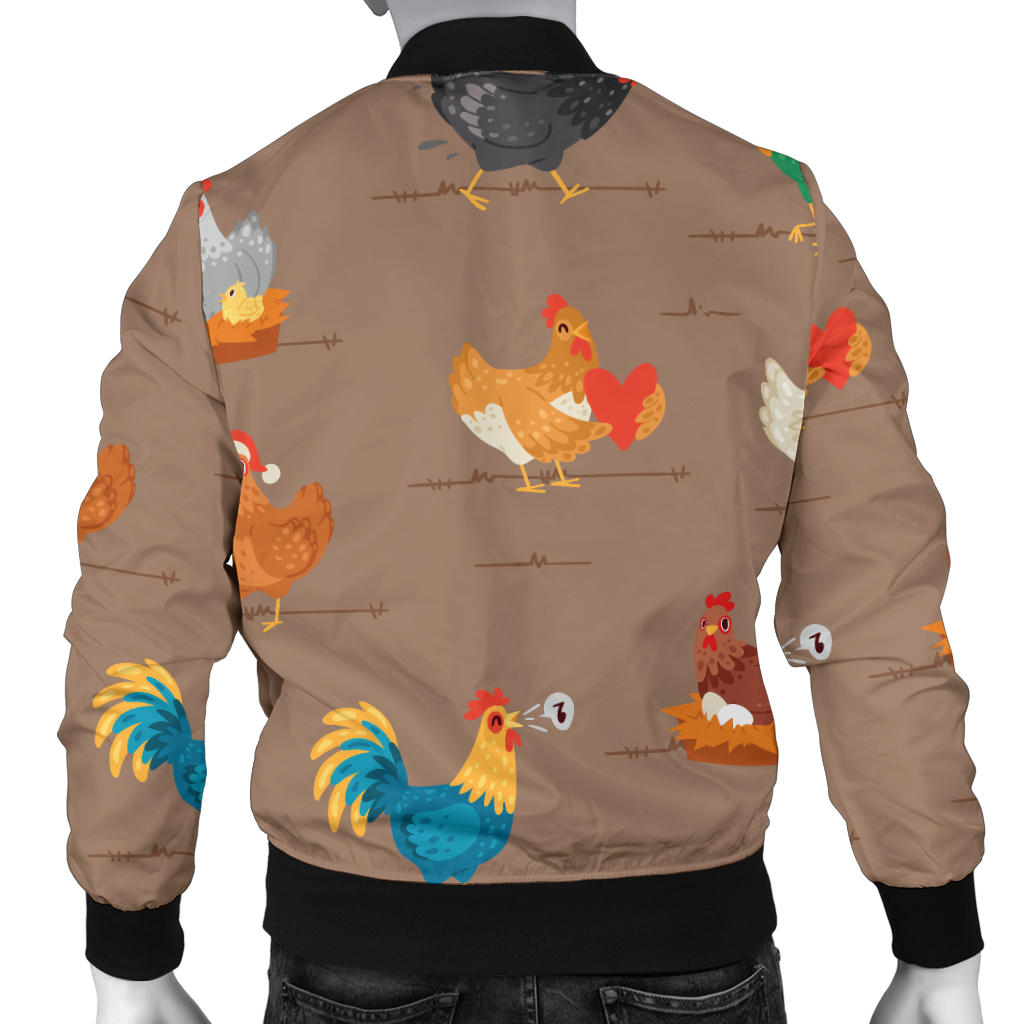 Chicken Happy Print Pattern Men Bomber Jacket
