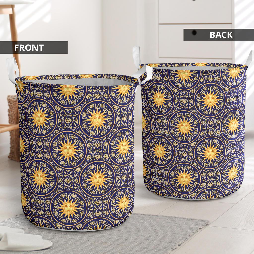 Celestial Gold Sun Face Laundry Basket