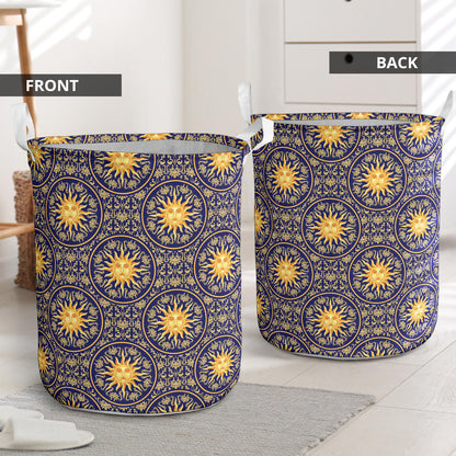 Celestial Gold Sun Face Laundry Basket