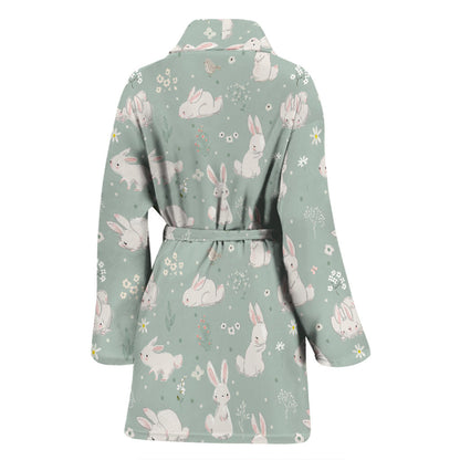 Bunny Pattern Print Design 03 Women Bathrobe