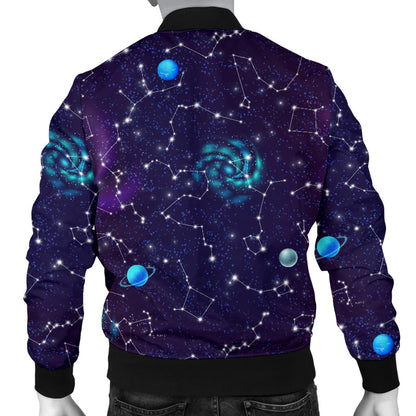 Zodiac Galaxy Design Print Men Bomber Jacket