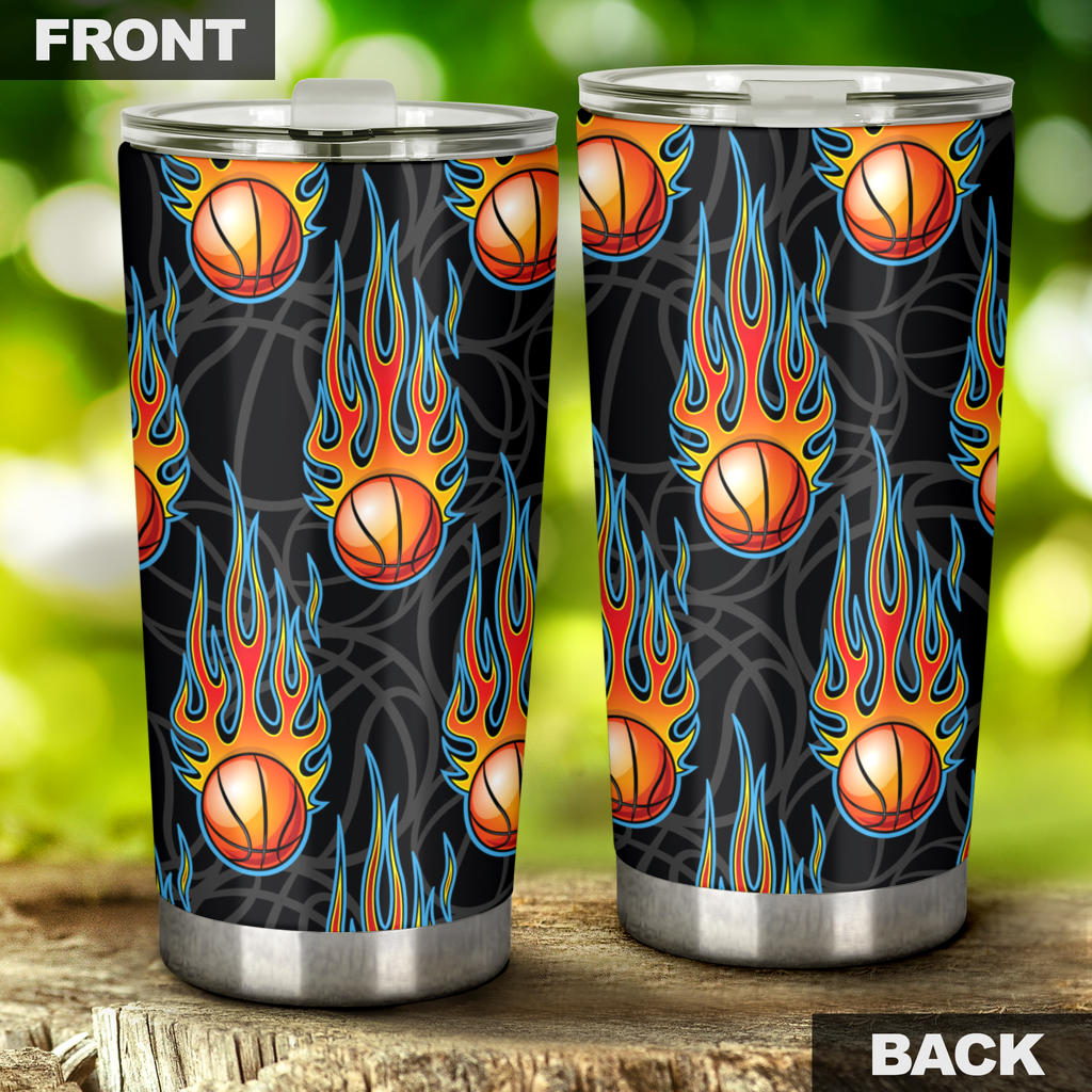 Basketball Fire Print Pattern Tumbler